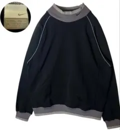 NIKEシンプルブラックプルオーバージャージジャケット刺繍スウッシュロゴゆったりのサムネイル