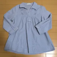 grove 青ストライプ 七分袖シャツ　М