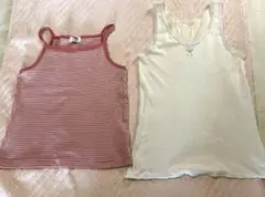 #キッズ ノースリーブ タンクトップ 2枚セット ピンク 白 130cm 服