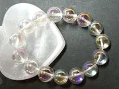 ☆レインボーオーラクリスタル　パールオーラ水晶　大珠ブレスレット