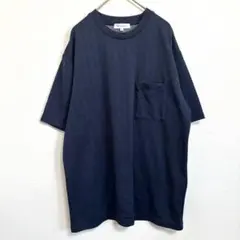 美品　ザショップティーケー　半袖シャツ　Tシャツ　ポケット　ネイビーL ゆったり