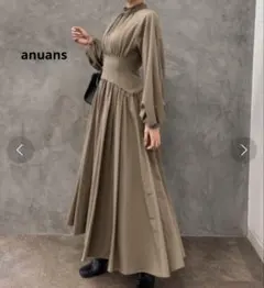 【美品】anuans アニュアンス コルセットワンピース ウール バルーン