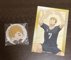 セガラッキーくじハイキュー‼︎E賞缶バッジ/ウィンターフェアポストカード宮侑