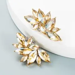 【新品】ビジューピアス ラインストーン 社交ダンス 結婚式 パーティー ゴールドのサムネイル
