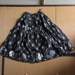 カネコイサオ☆すずらんブーケプリント三角パッチワーク吊りスカート ピンク カネコイサオ☆すずらんブーケプリント三角パッチワーク吊り
