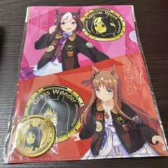 ウマ娘 BOSS コラボ クリアファイル グラスワンダー缶バッジのサムネイル