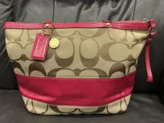 コーチ トートバッグ ベージュ/ピンク