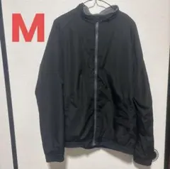 黒 フリース 内側ジップアップ ナイロンジャケット