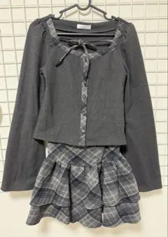 evelyn チェックカットセットアップ　チャコール