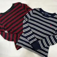2枚set ラルフローレン 100 ボーダー 長袖 カットソー Tシャツ 紺 赤