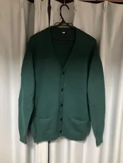 ラムVネックカーディガン XL 緑