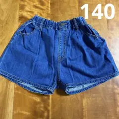 デニムブルー ハーフパンツ ゴムウエスト