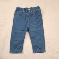 【着用数回】デニムパンツ 100㎝ リボン ブルー 女の子のサムネイル
