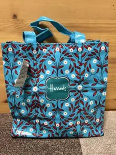 Harrods ブルー花柄 トートバッグ小