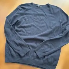 UNIQLO カシミヤ100 日本製長袖クルーネックセーター L ネイビー