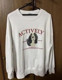 gleam 犬 スウェット トレーナー ワッペン刺繍 ホワイト レディースのサムネイル