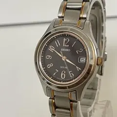 【ジャンク品】セイコー 腕時計 ソーラー デイト ダークブラウン文字盤のサムネイル