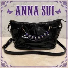 ANNA SUI アナスイ エナメル調 ショルダーバッグ ビーズ Y2K 黒のサムネイル