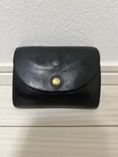 本革 レザー コンパクトウォレット ブラック 黒 ミニ財布