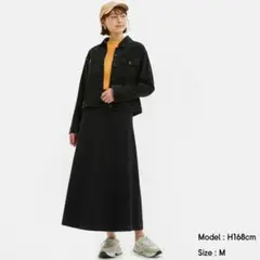 【即購入大歓迎♪】GU ハニカムカットソーロングスカート黒 Sサイズ