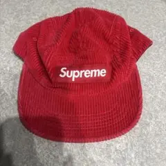 Supreme コーデュロイ キャップ 赤 ボックスロゴ