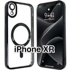 iPhone XRケース クリア透明TPU 黒 Magsafe カメラレンズ保護のサムネイル