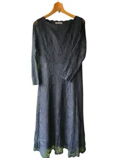 Lace Ladies レースレディース 総レース ロングワンピ ネイビー L