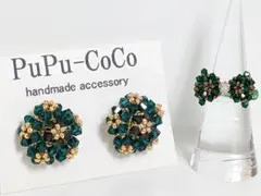 スワロフスキーイヤリング(ピアス)＆リングセットNo.9