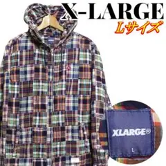 XLARGE エクストララージ マルチカラー パッチワーク パーカー Lサイズ
