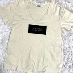 AZUL BY MOUSSY Vネック ロゴT 半袖 S 白 レディース