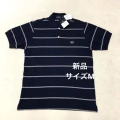 FRED PERRY ボーダー ストライプポロシャツ ネイビー 日本製
