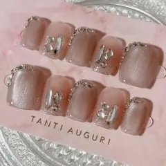 ネイルチップ ピンクネイル 韓国ネイル ワンホンネイル キラキラネイル 上品