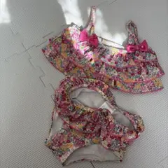 プティマイン　花柄フリルセパレート水着 100cm