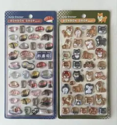 ボンボンドロップシール　　お寿司　柴犬　和柄