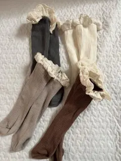 1-3歳　靴下 4足セット リブ編み レースフリル