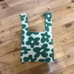 フラワー柄 ニットバッグ グリーンのサムネイル
