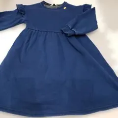 キッズ 120 ワンピース 長袖 裏シャギー セラフ デニム風 女の子 秋冬