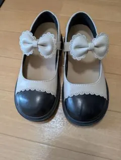 リボン付きベージュフォーマルシューズ19.5cm