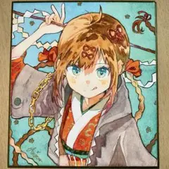 手描きイラスト　色紙