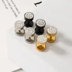 丸形 ストーン キラキラ メンズ シルバー ピアス ストリート シンプル 片耳用