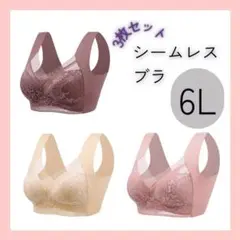 【6L】3枚セット シームレスブラ ノンワイヤー 大きいサイズ ナイトブラ