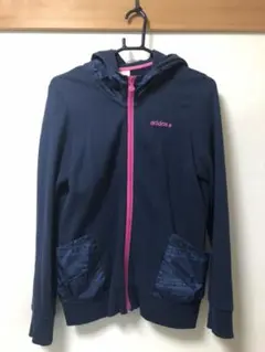 値下げ★adidas neoパーカー　レディースL ネイビー
