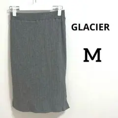 【GLACIER】グレー リブ編み　タイトスカート　ミディスカート