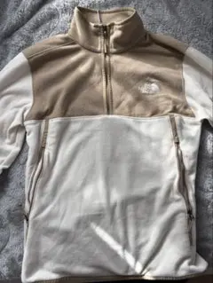 【海外限定】フリースジャケット ベージュ/ホワイト ハーフジップ