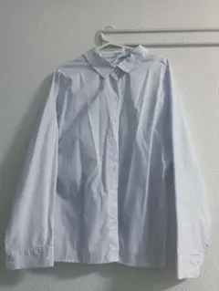 Bershka ブルー×ホワイト ストライプシャツ バックリボン XS/S