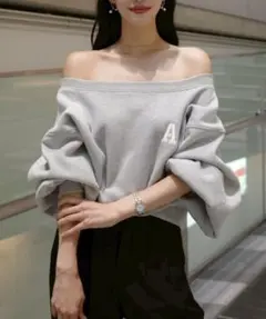 ACYM A logo off shoulder スウェット　グレー