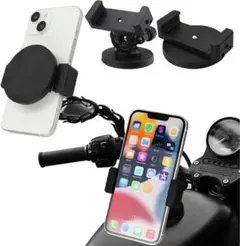 バイク スマホホルダー スマホスタンド マグネット内蔵 360度回転 動画撮影