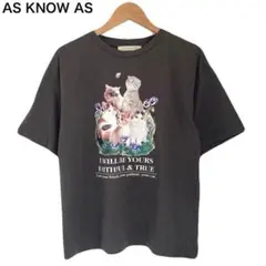 アズノウアズ　キャット　猫　プリント　レディース　半袖　丸首　Tシャツ　コットンのサムネイル