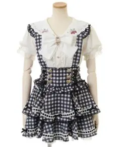 lizlisa はしごリボンギンガムティアードスカパン