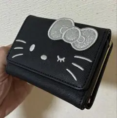 キティ グリッターリボン口金折り財布（シルバーリボン）